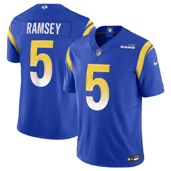 Men & Women & Youth Los Angeles Rams #5 Jalen Ramsey Blue 2023 F.U.S.E. Vapor Untouchable Limited Stitched Jersey->jacksonville jaguars->NFL Jersey